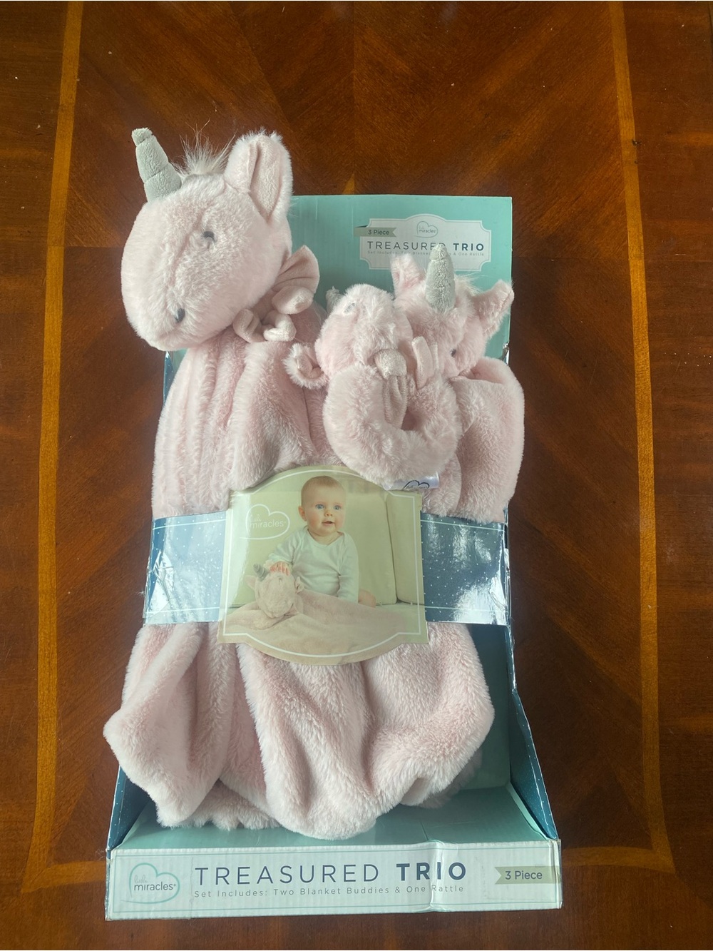 Miracle Pink Unicorn Treasured Trio Bibs Set